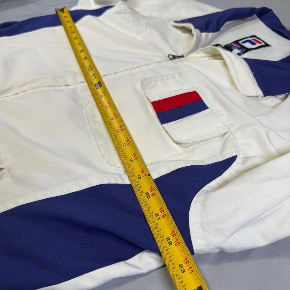 Vintage (90's) Fila Men's White Red Navy ColorBlock Track Jacket Size Medium